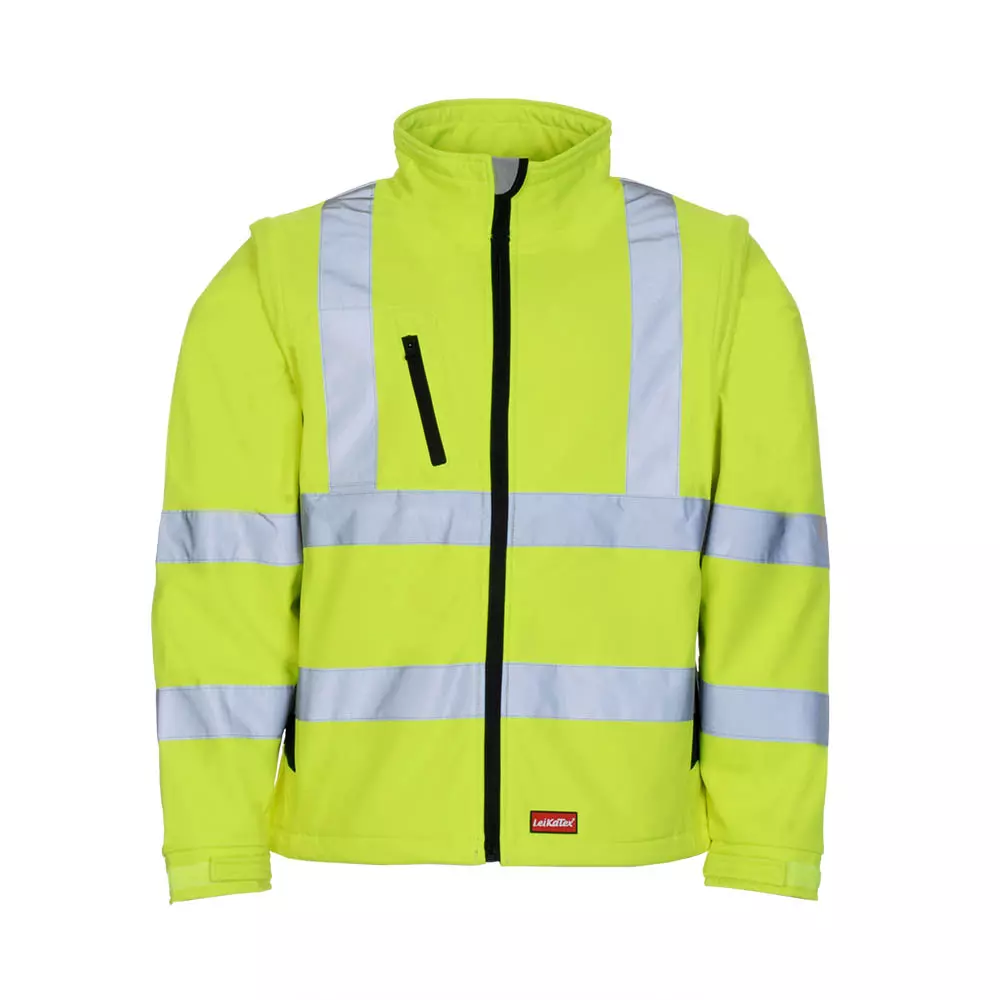 Richard Leipold 490770, LeiKaTex Softshell Hi-Vis Jacket Acc. to EN ISO 20471 Neon Yellow / Navy Blue