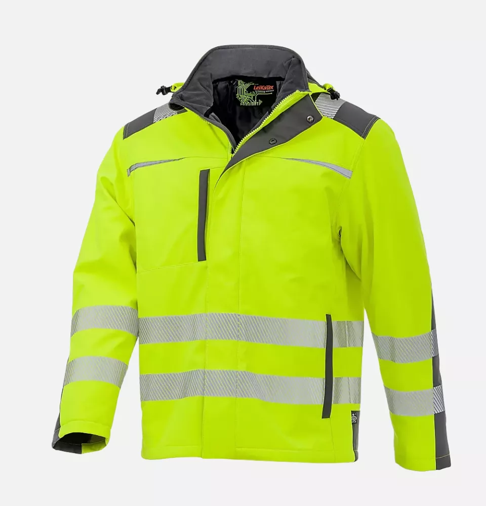 Richard Leipold 490830, LeiKaTex BRIGHT LINE Winter Hi-Vis Softshell Jacket EN ISO 20471 Neon Yellow/Grey, image 1, gallery thumbnail