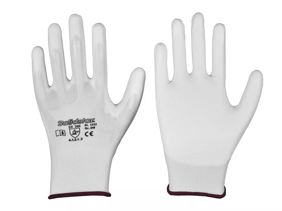 Richard Leipold 1322, Solidstar Nylon Fine Knit Glove PU Coating White, image 1, gallery thumbnail