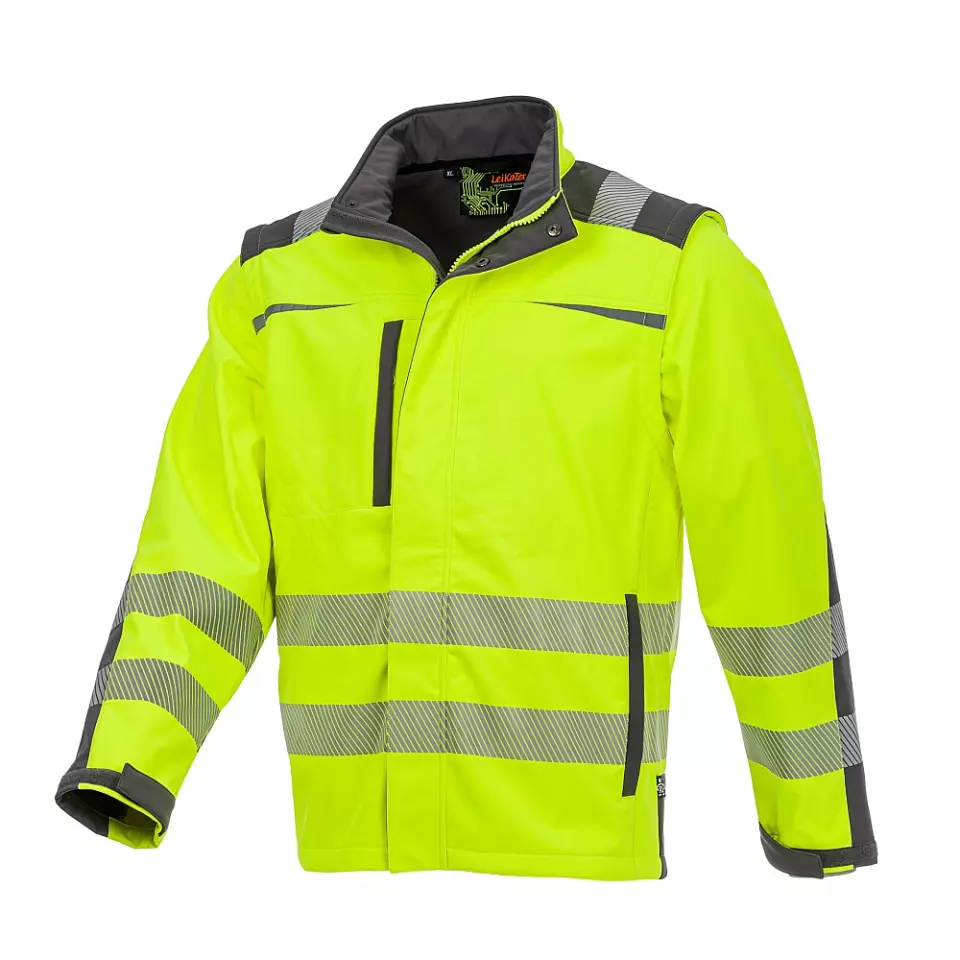 Richard Leipold 490810, LeiKaTex BRIGHT LINE Hi-Vis Softshell Jacket EN ISO 20471 Neon Yellow-Grey, image 1, gallery thumbnail