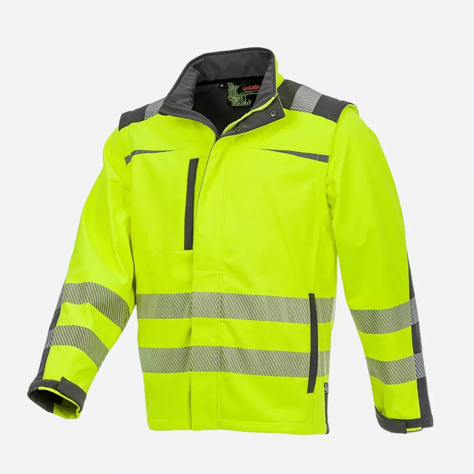 Richard Leipold 490810, LeiKaTex BRIGHT LINE Warnschutz-Softshelljacke EN ISO 20471 neongelbgrau, image 1, gallery thumbnail