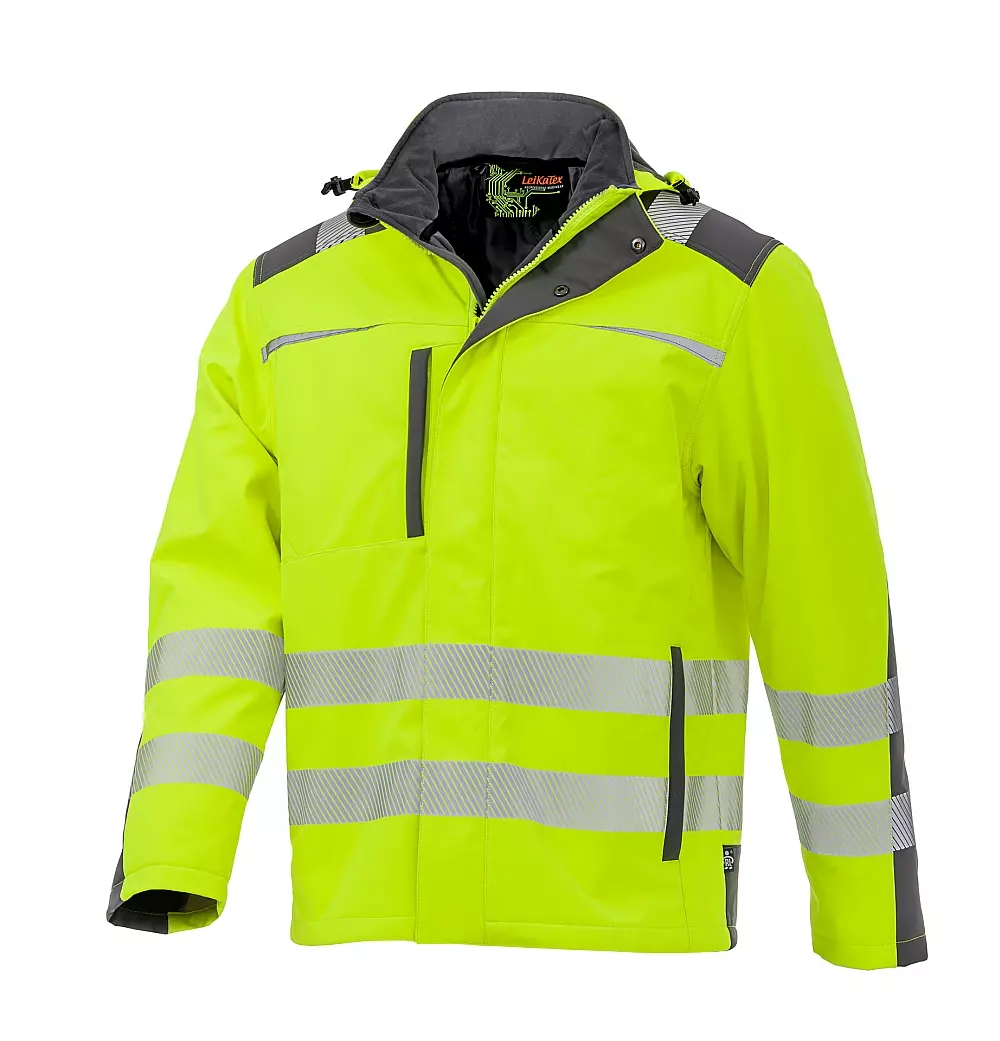 Richard Leipold 490830, LeiKaTex BRIGHT LINE Winter High-Visibility Softshell Jacket EN ISO 20471 Neon Yellow-Grey, image 1