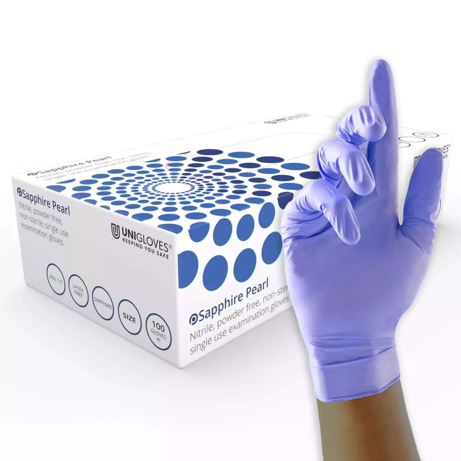 Unigloves GP008, Pearl Sapphire nitrile gloves, image 1