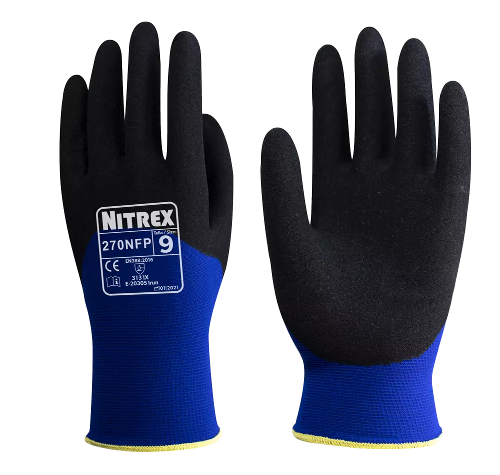 Nitrex 270NFP, 15gg blue nylon sandy nitrile 3/4 coated glove, image 1