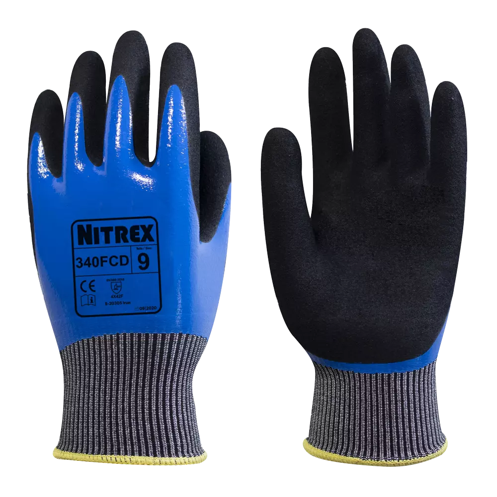 Nitrex 340FCD, 13gg blue cut resistant double dipped nitrile coated glove, image 1
