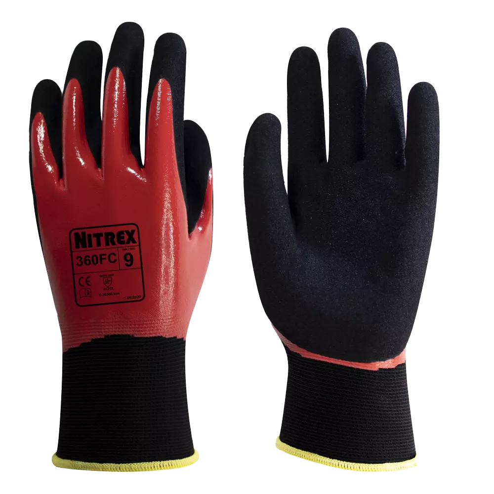 Nitrex 360FC, 15gg red nylon double dipped nitrile glove, image 1