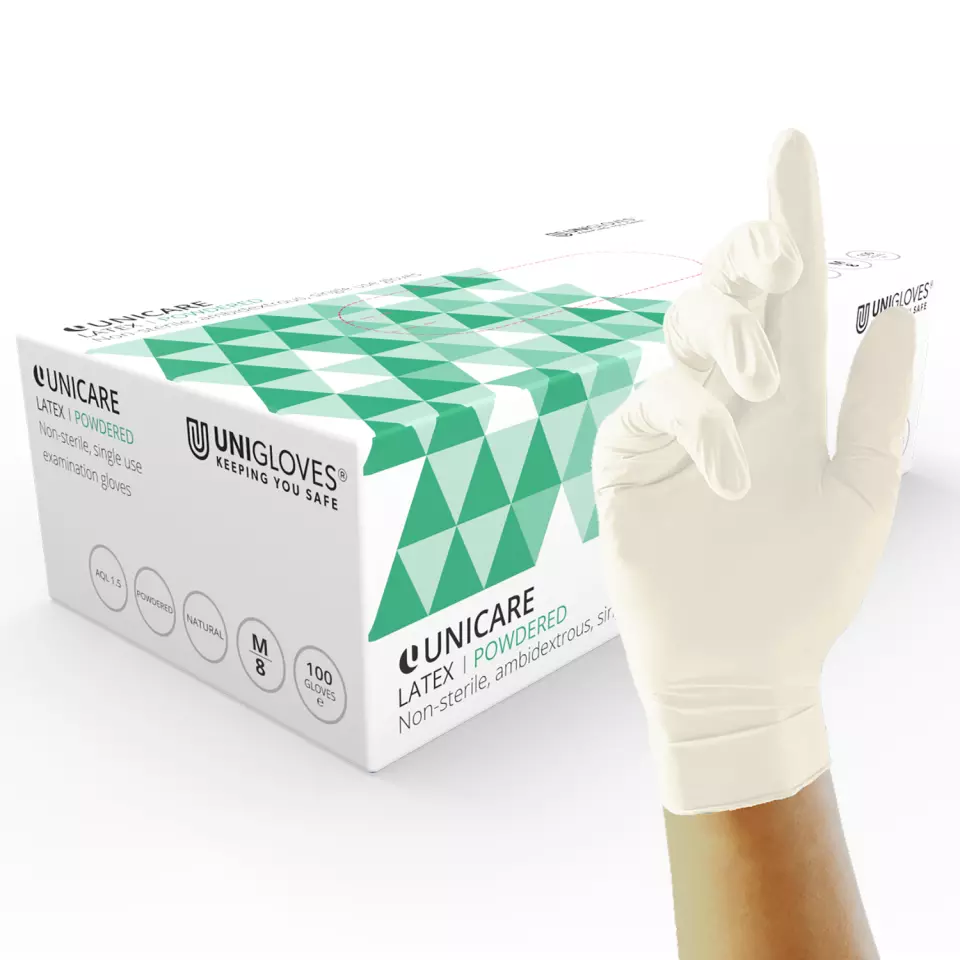 Unigloves GS002, Unicare Powdered latex gloves, image 1, gallery thumbnail