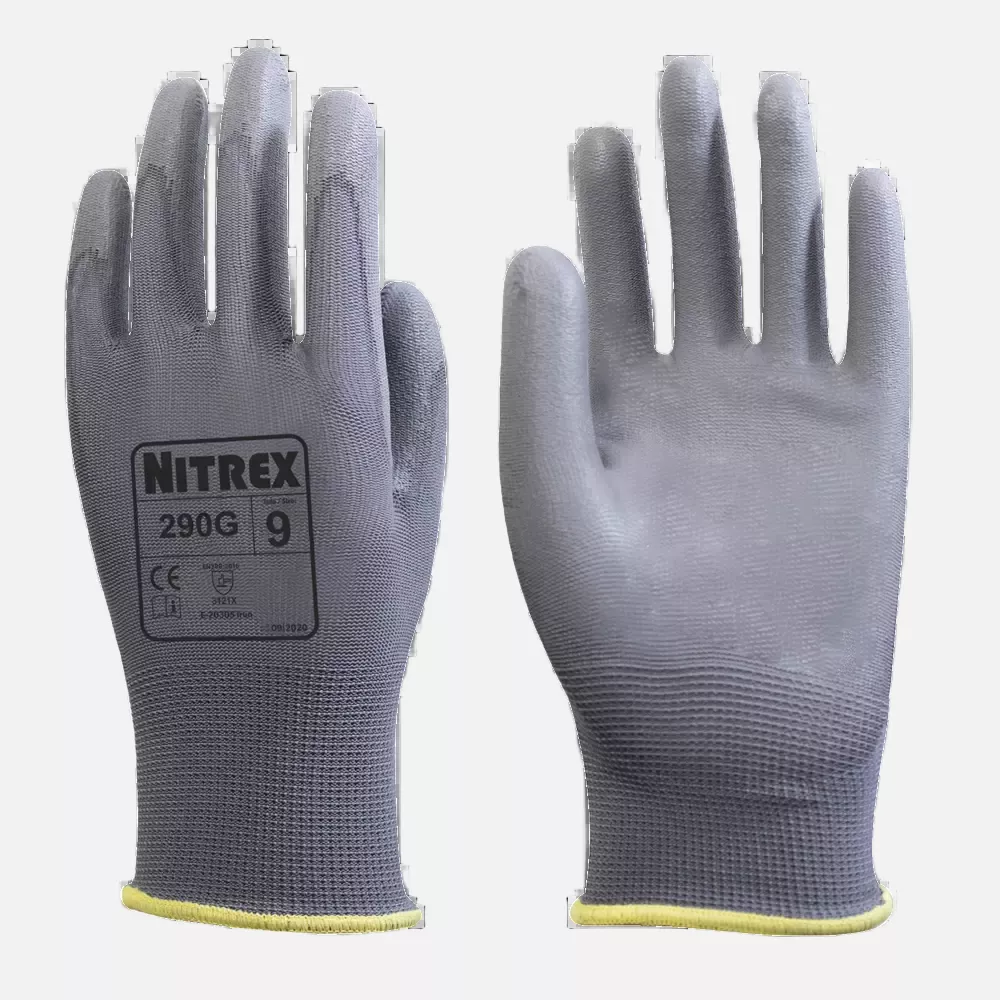 Nitrex 290G, 13gg grey polyester PU coated glove, image 1