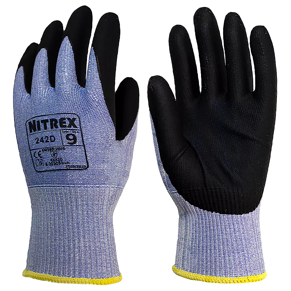 Nitrex 242D, 13gg blue cut resistant foam nitrile and PU coated glove, image 1