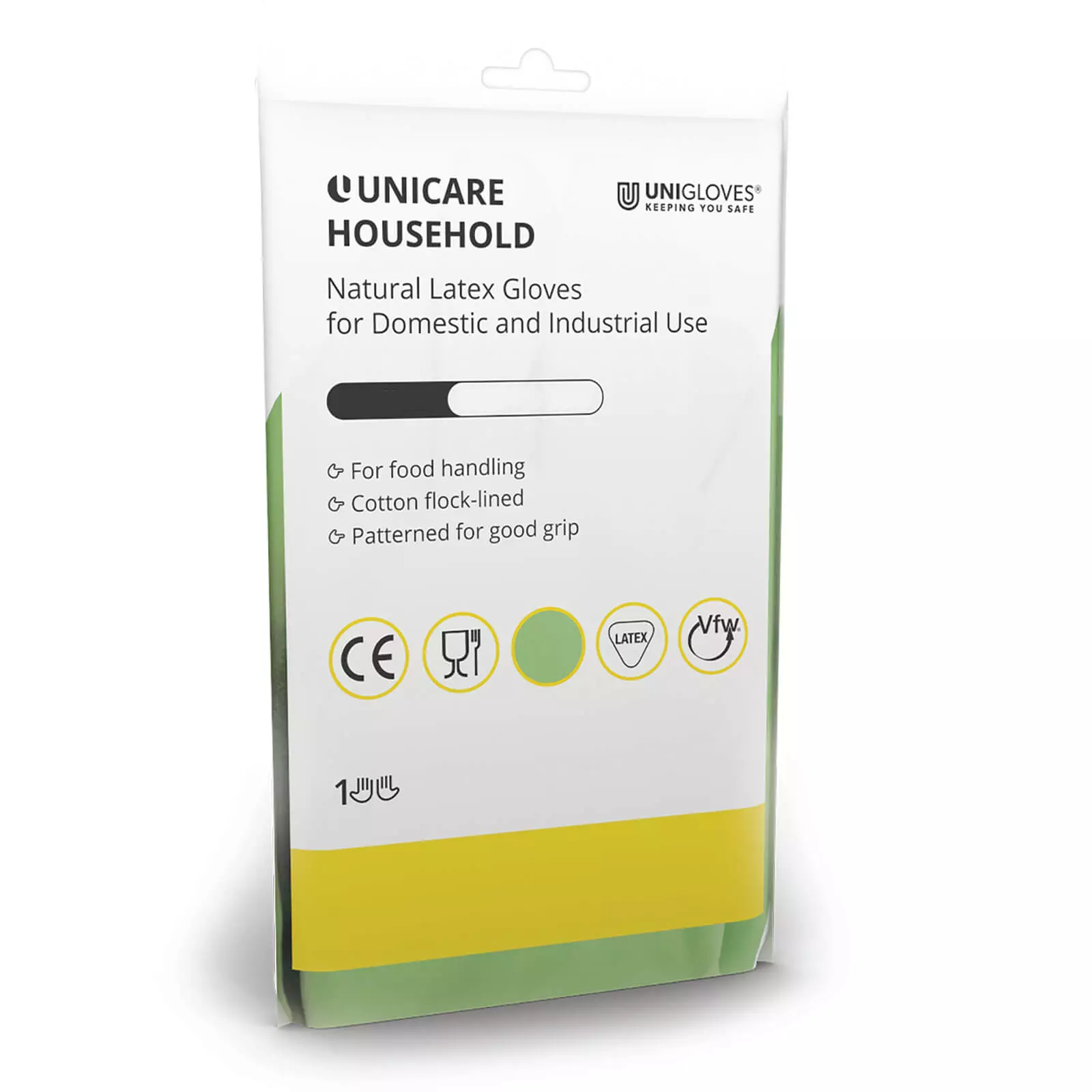 Unigloves UCHG300G, Unicare Green latex household gloves, image 1