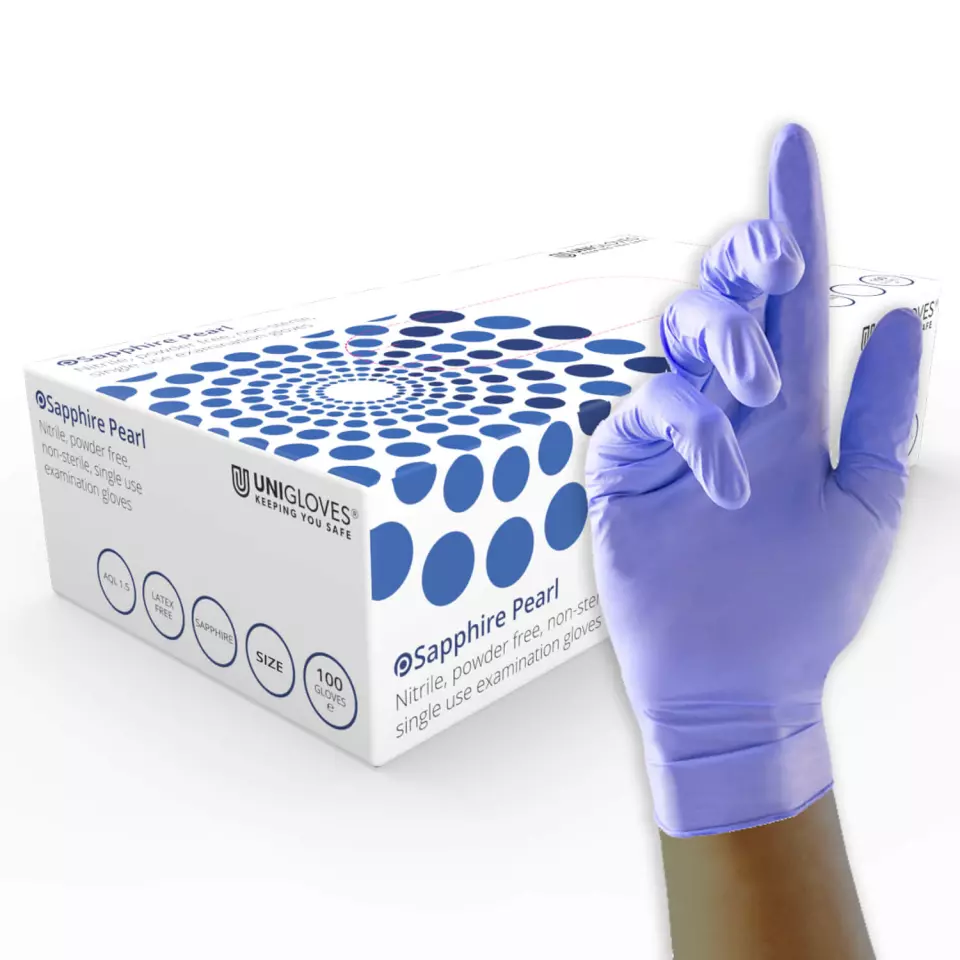 Unigloves GP008, Pearl Sapphire nitrile gloves, image 1, gallery thumbnail