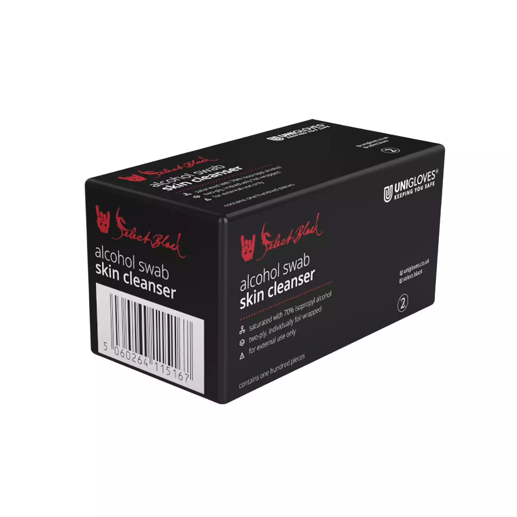 Unigloves ST001, Black Alcohol Swabs, image 1