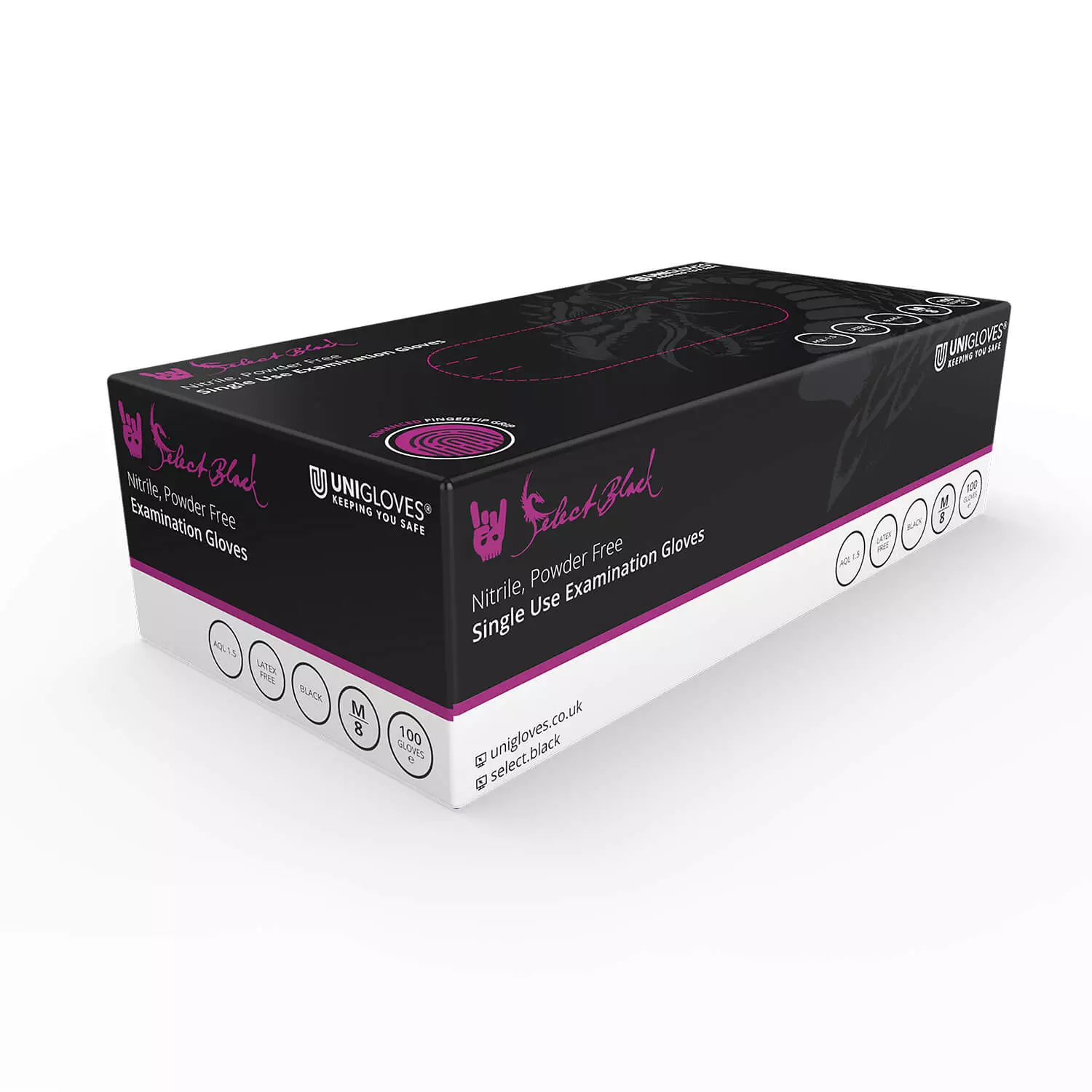 Unigloves GT003, Select Black Black nitrile tattoo gloves, image 1