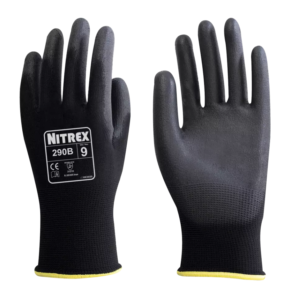 Nitrex 290B, 13gg black polyester PU coated glove, image 1, gallery thumbnail