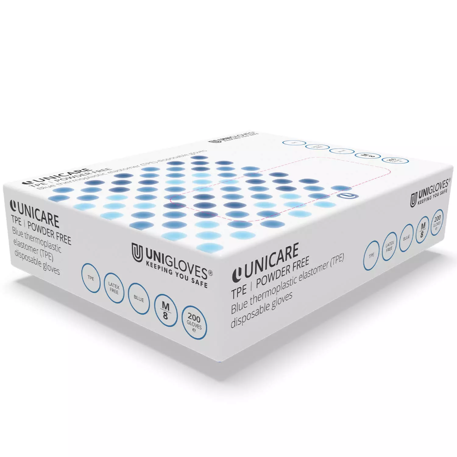 Unigloves GS023, Unicare Blue tpe gloves, image 1