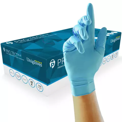 Unigloves PRO.TECT Kraftiga blå nitrilhandskar