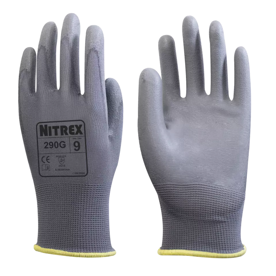Nitrex 290G, 13gg grey polyester PU coated glove, image 1, gallery thumbnail