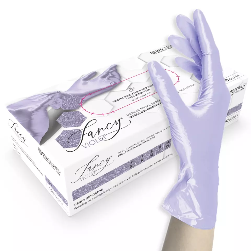Unigloves 753, Fancy Violet Chemical Protection, Nitrile Examination Gloves, image 1, gallery thumbnail