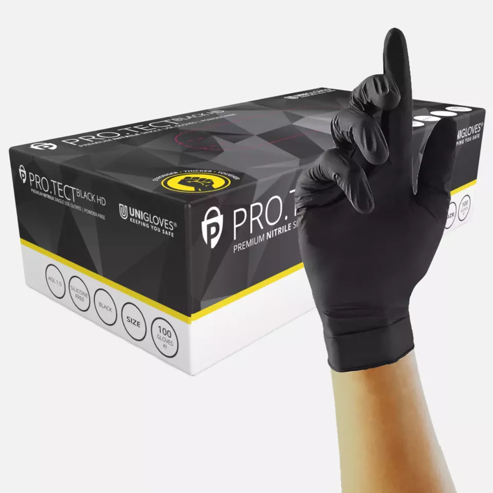 Unigloves GA006, PRO.TECT Robuste schwarze Nitrilhandschuhe, image 1, gallery thumbnail