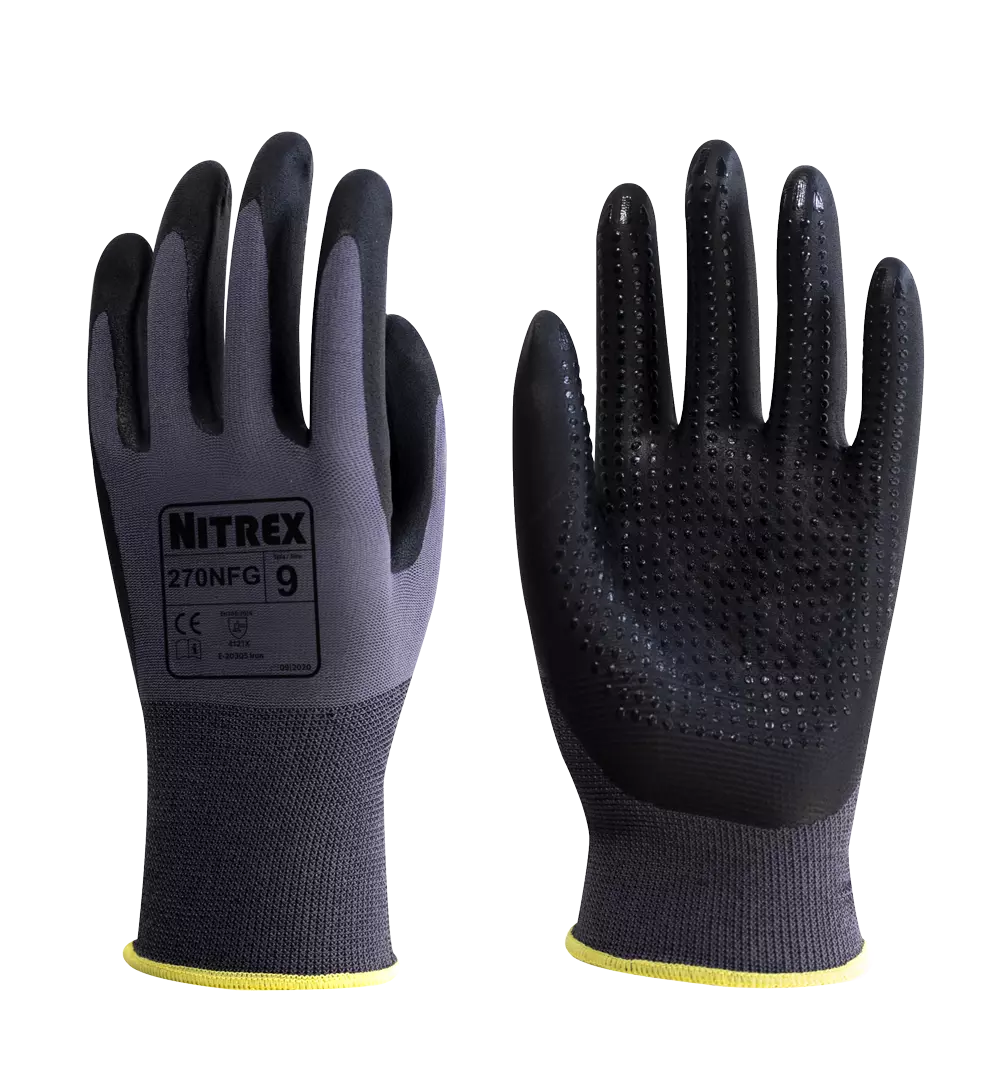 Nitrex 270NFG, 15gg grey nylon foam nitrile dot coated glove, image 1