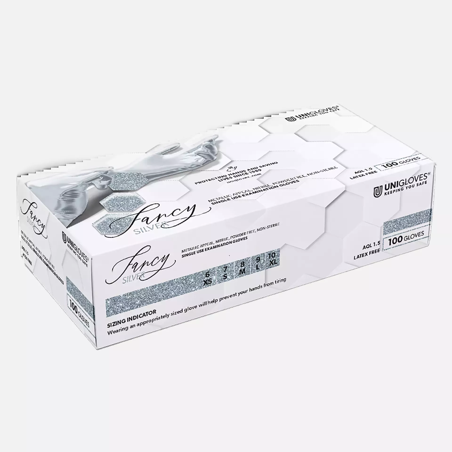 Unigloves 752, Fancy Silver Chemical Protection, Nitrile Examination Gloves, image 3