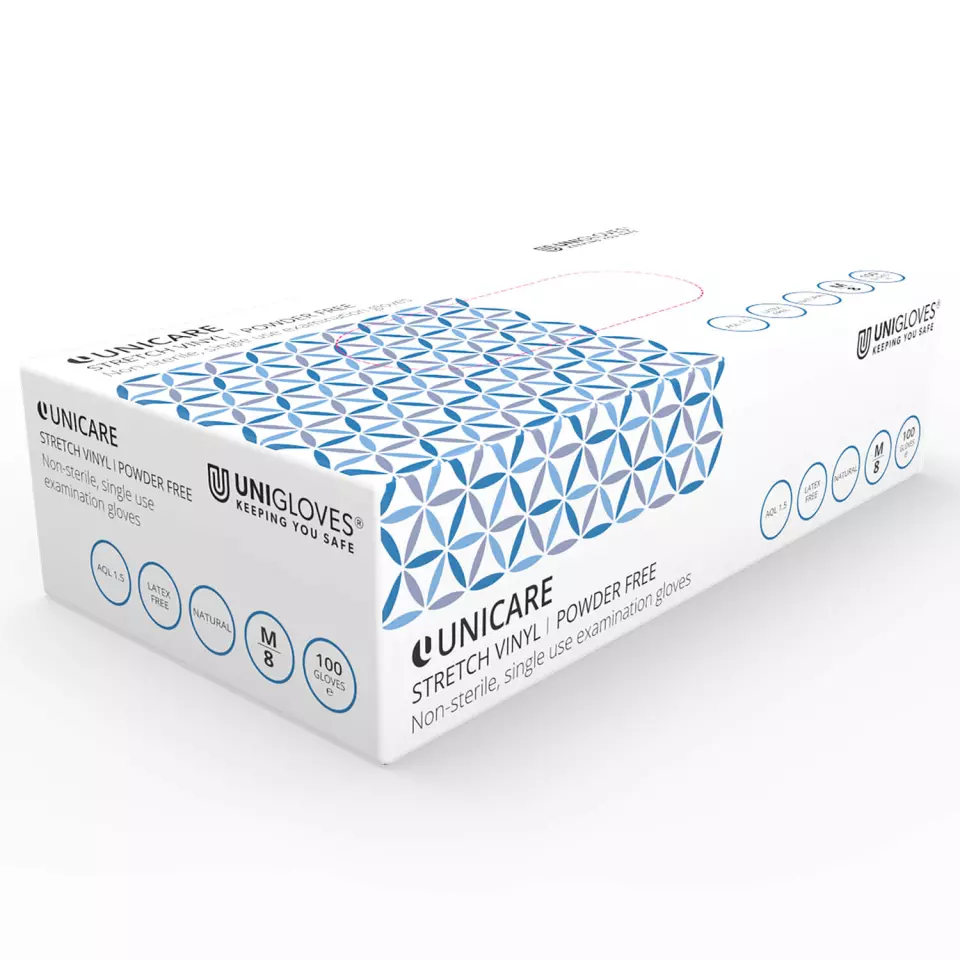 Unigloves GS013-A, Unicare Stretch vinyl gloves, image 1, gallery thumbnail