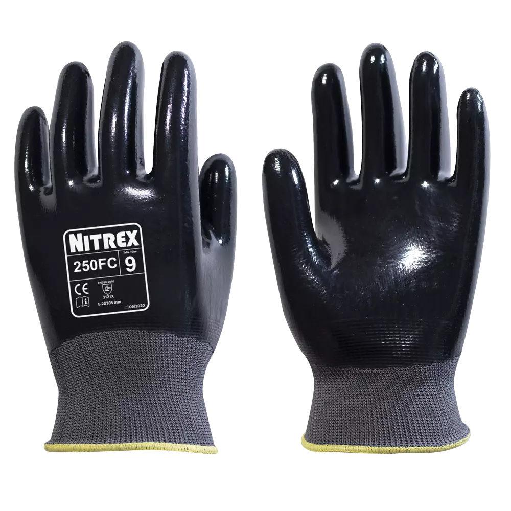 Nitrex 250FC, 13gg grå polyester handske med plan nitril helbeläggning, image 1
