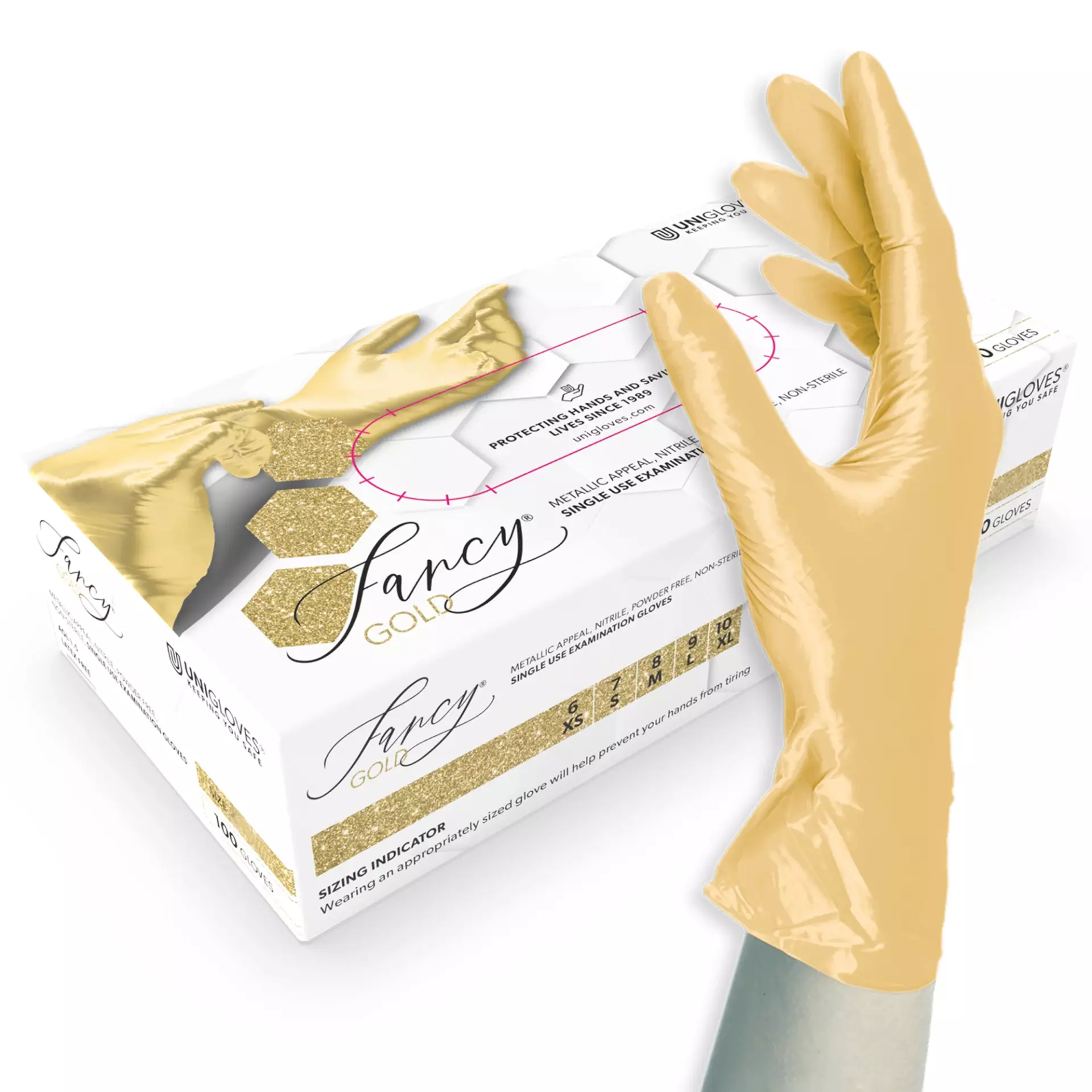 Unigloves 751, Fancy Gold Kemskydd, Nitril undersökningshandskar, image 1