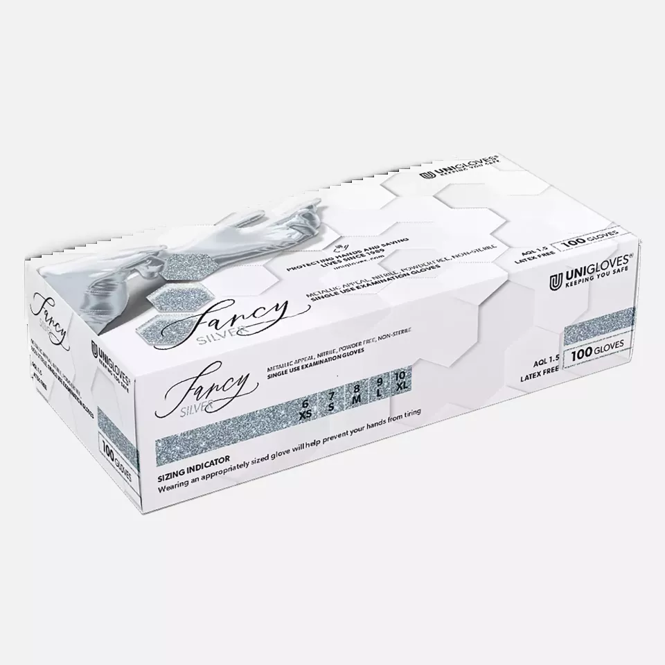 Unigloves 752, Fancy Silver Chemical Protection, Nitrile Examination Gloves, image 3, gallery thumbnail