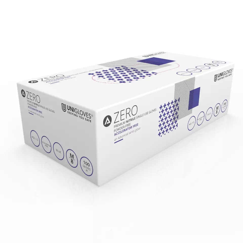 Unigloves GM005, Advanced Accelerator free blue nitrile gloves, image 1, gallery thumbnail