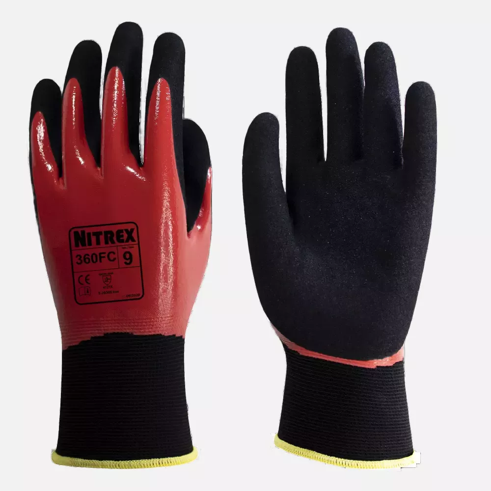 Nitrex 360FC, 15gg red nylon double dipped nitrile glove, image 1