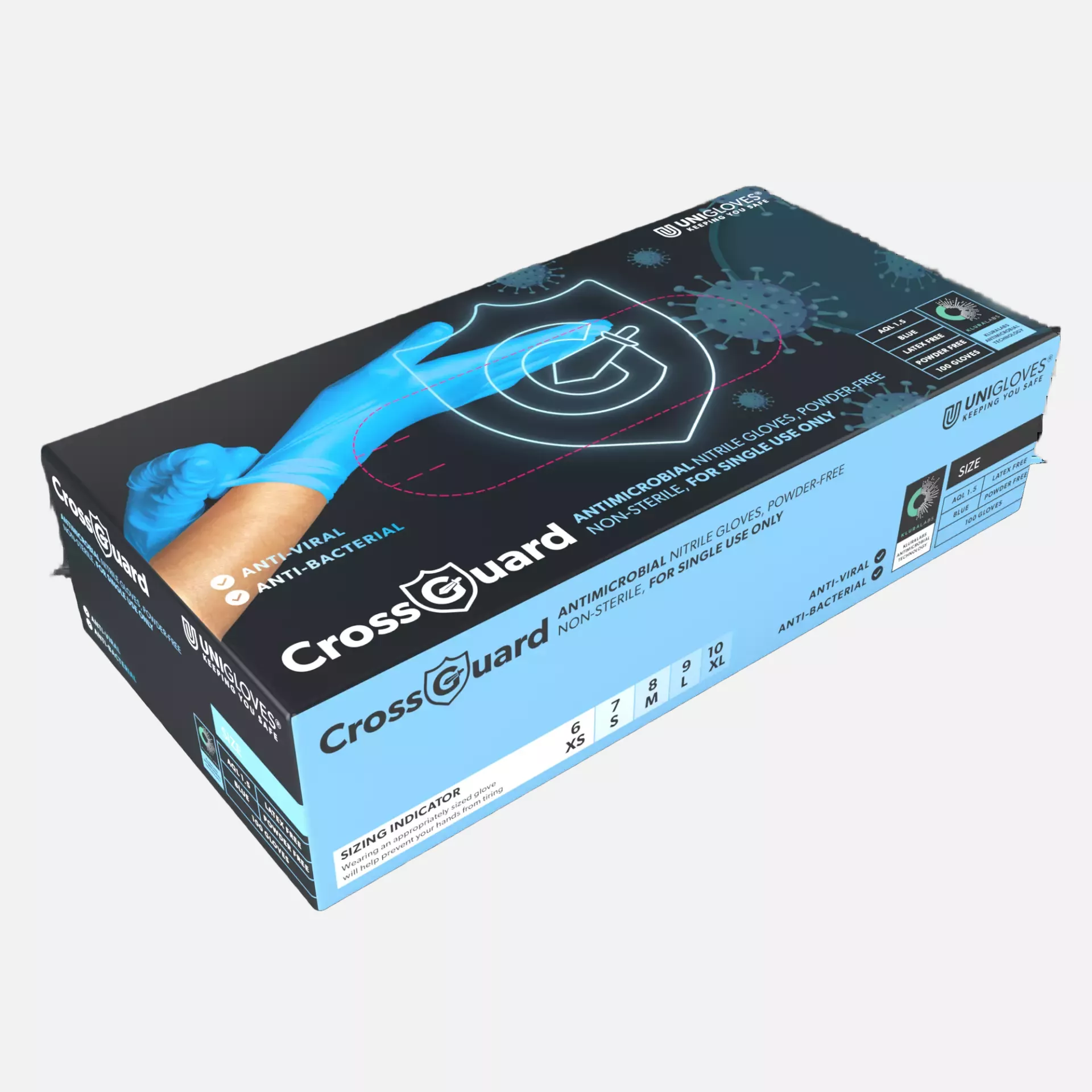 Unigloves GM010, Cross Guard Antimikrobieller Nitrilhandschuh, image 2