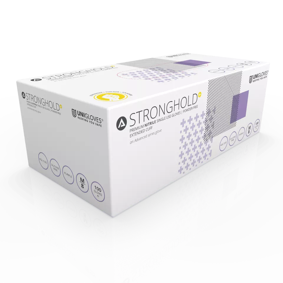 Unigloves GM007, Advanced Heavy duty extended cuff purple nitrile gloves, image 1, gallery thumbnail