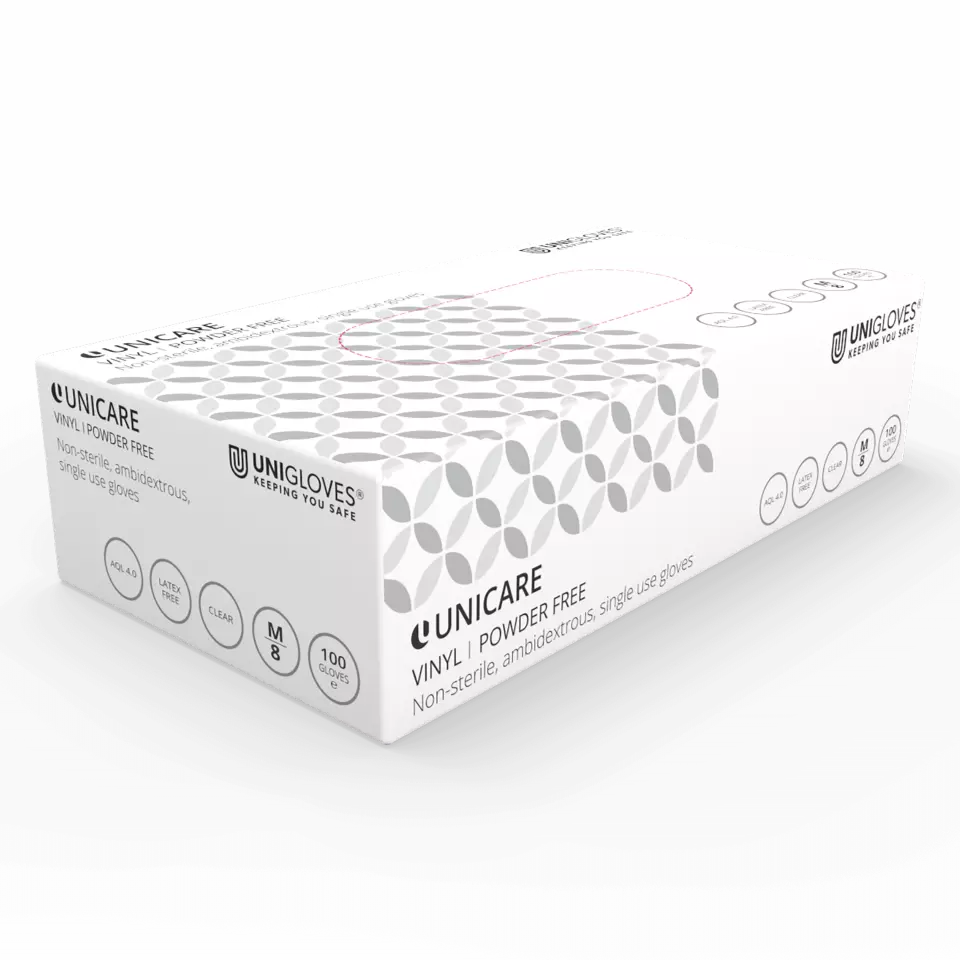 Unigloves GS006, Unicare Clear vinyl gloves, image 1, gallery thumbnail