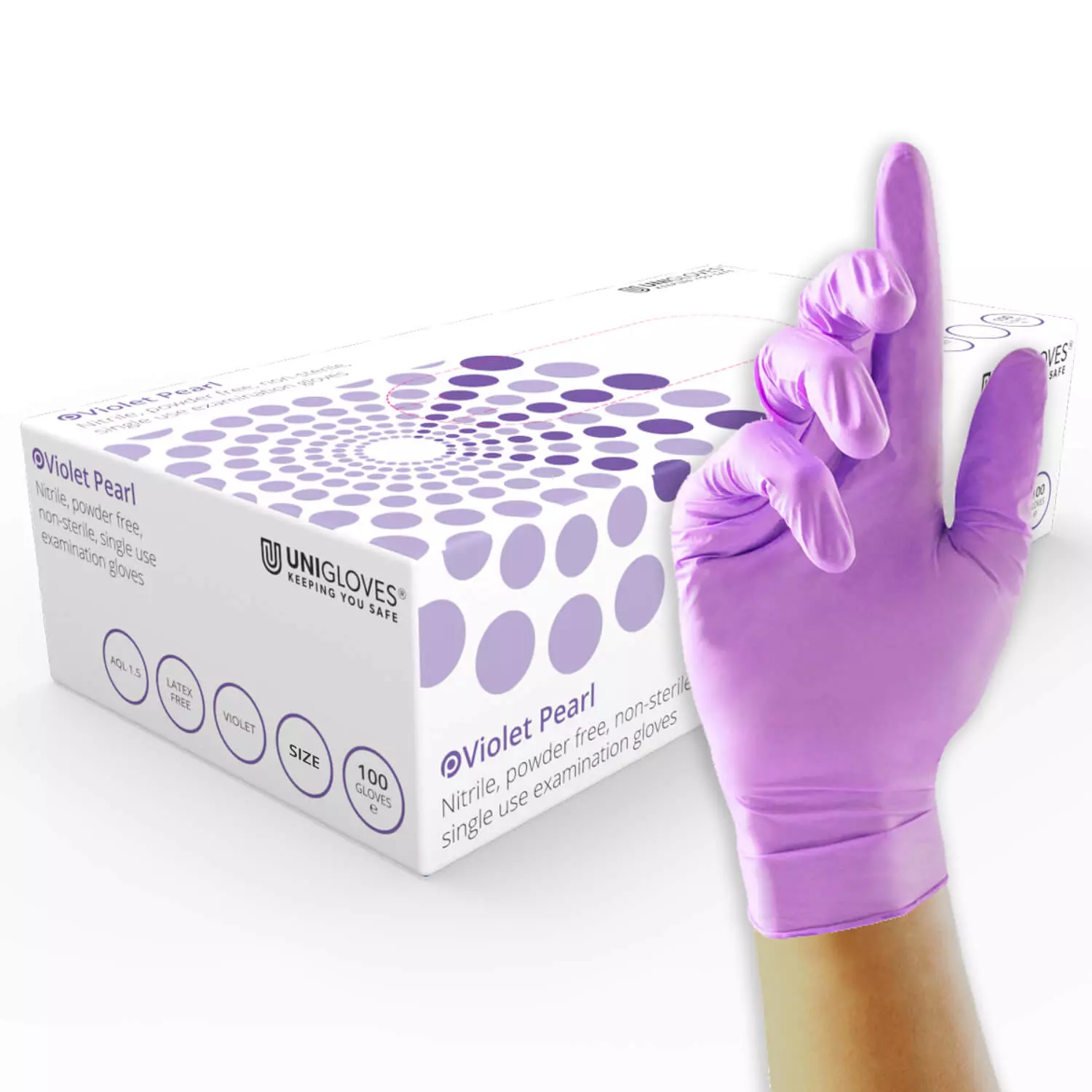 Unigloves GP007, Pearl Violet nitrile gloves, image 1