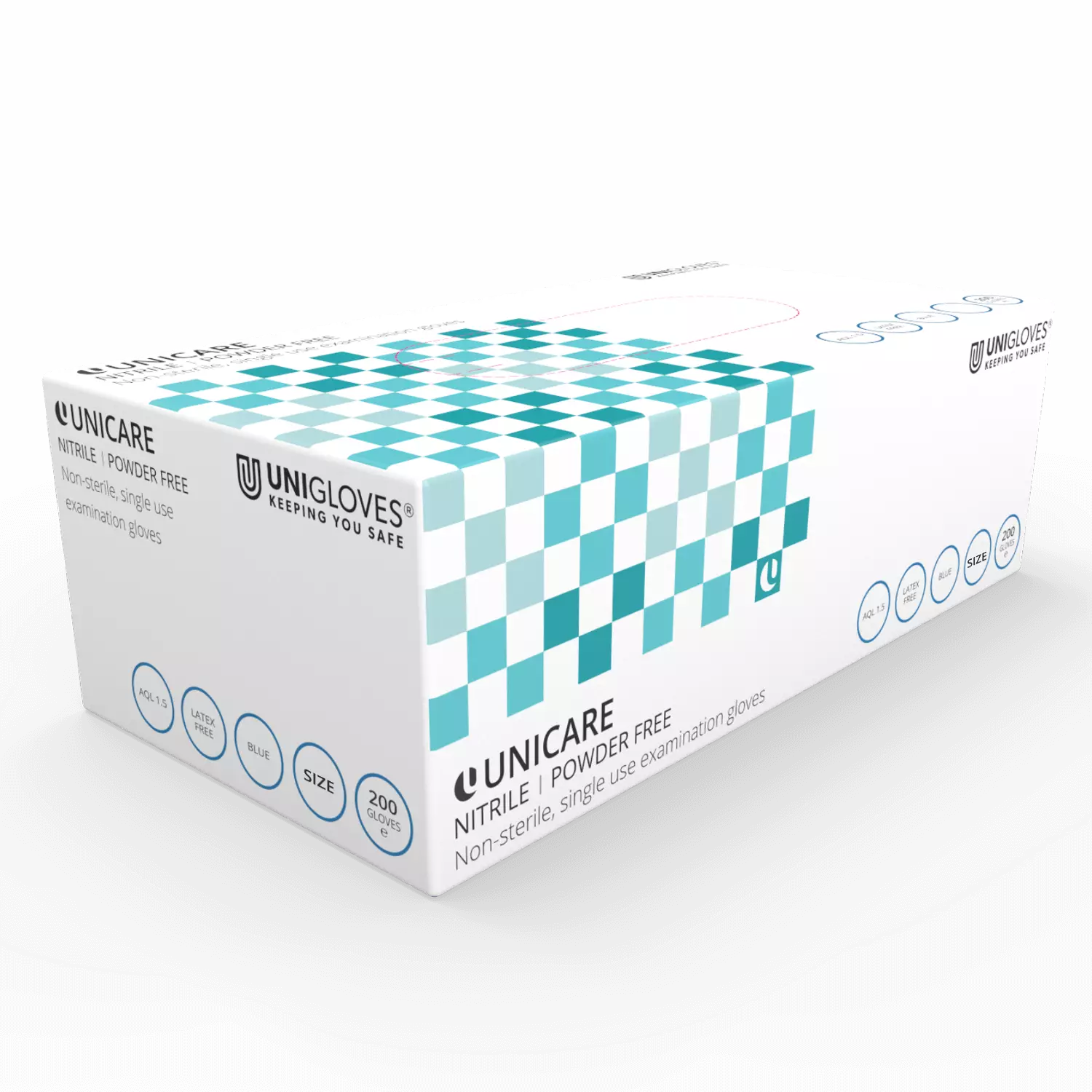 Unigloves GS004, Unicare Blue nitrile gloves