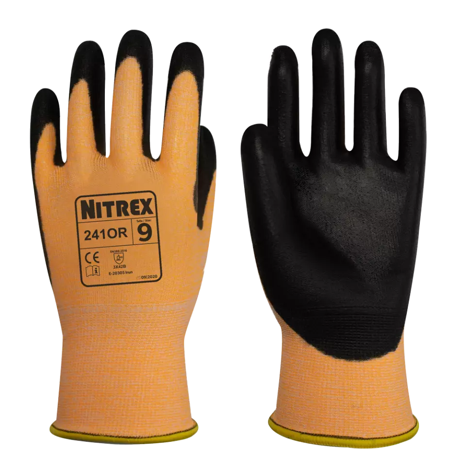 Nitrex 241OR, 15gg orange nylon HPPE glass PU coated glove, image 1, gallery thumbnail