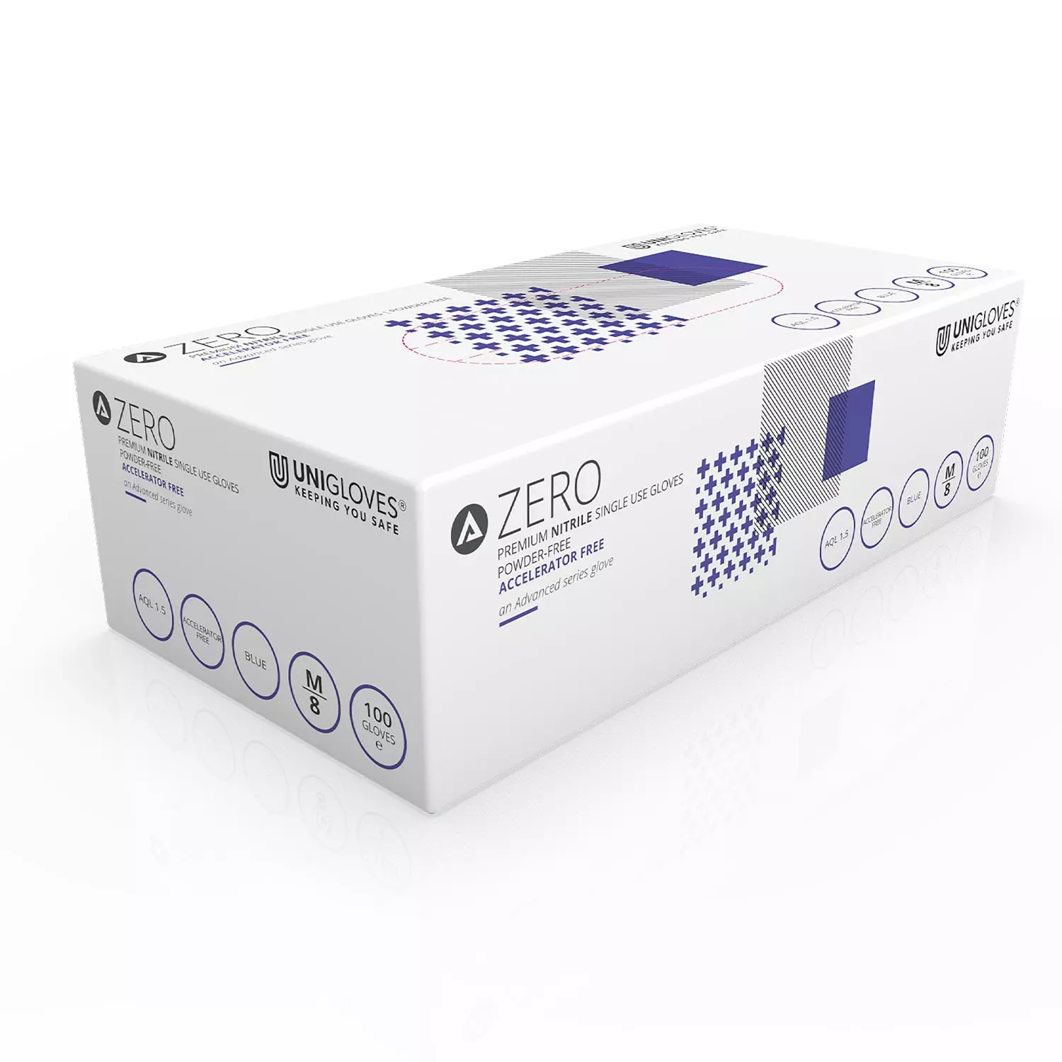 Unigloves GM005, Advanced Accelerator free blue nitrile gloves, image 1