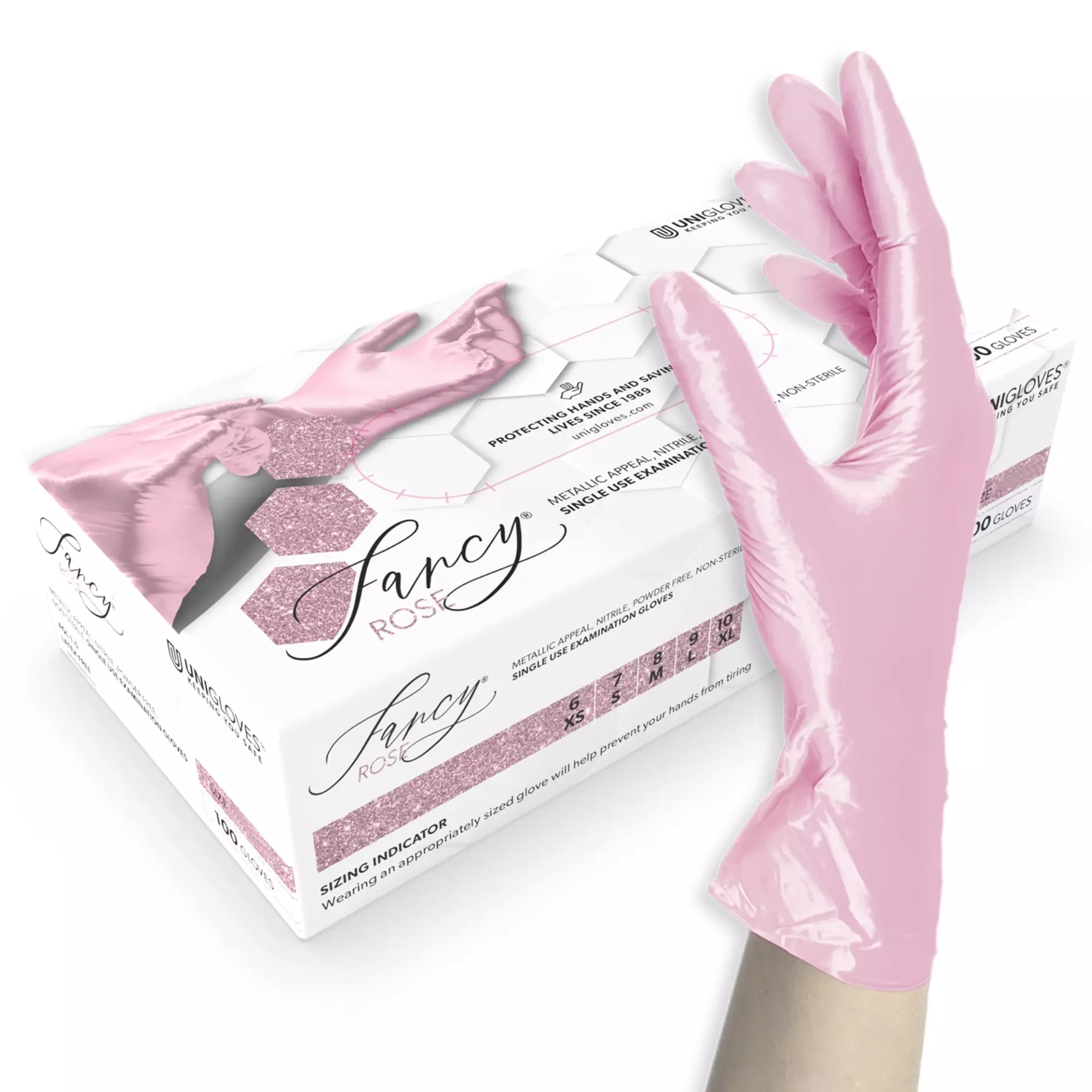 Unigloves 750, Fancy Rose Kemskydd, Nitril undersökningshandskar, image 1