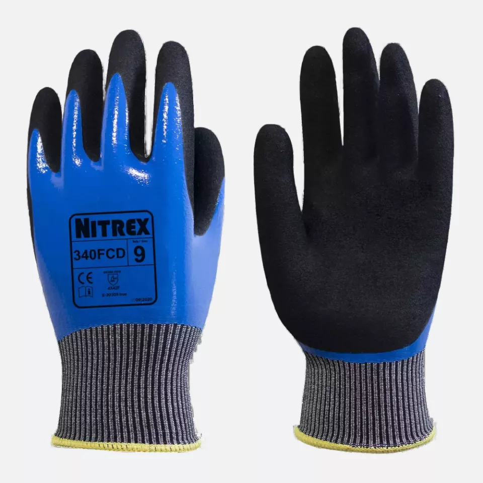 Nitrex 340FCD, 13gg blue cut resistant double dipped nitrile coated glove, image 1, gallery thumbnail
