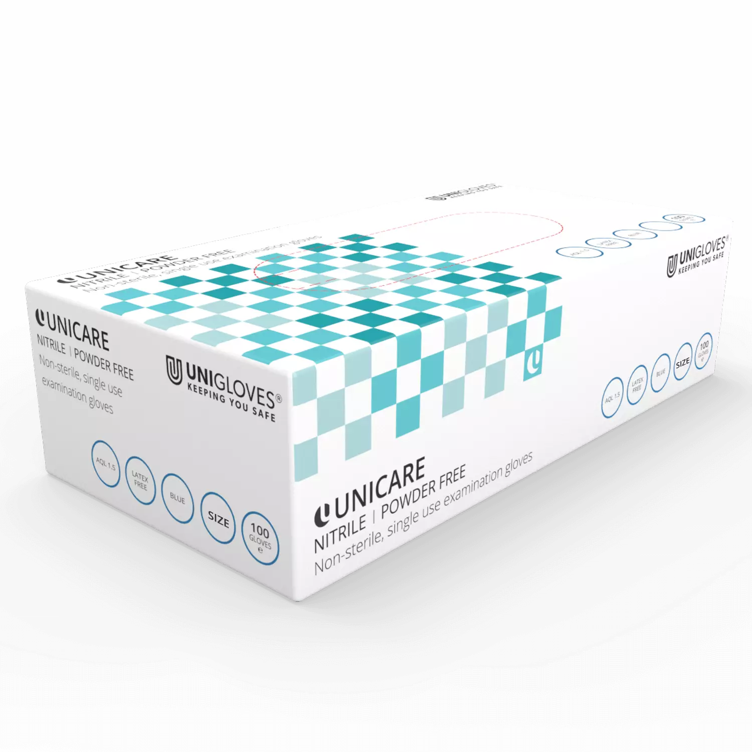 Unigloves GS003, Unicare Blue nitrile gloves, image 1