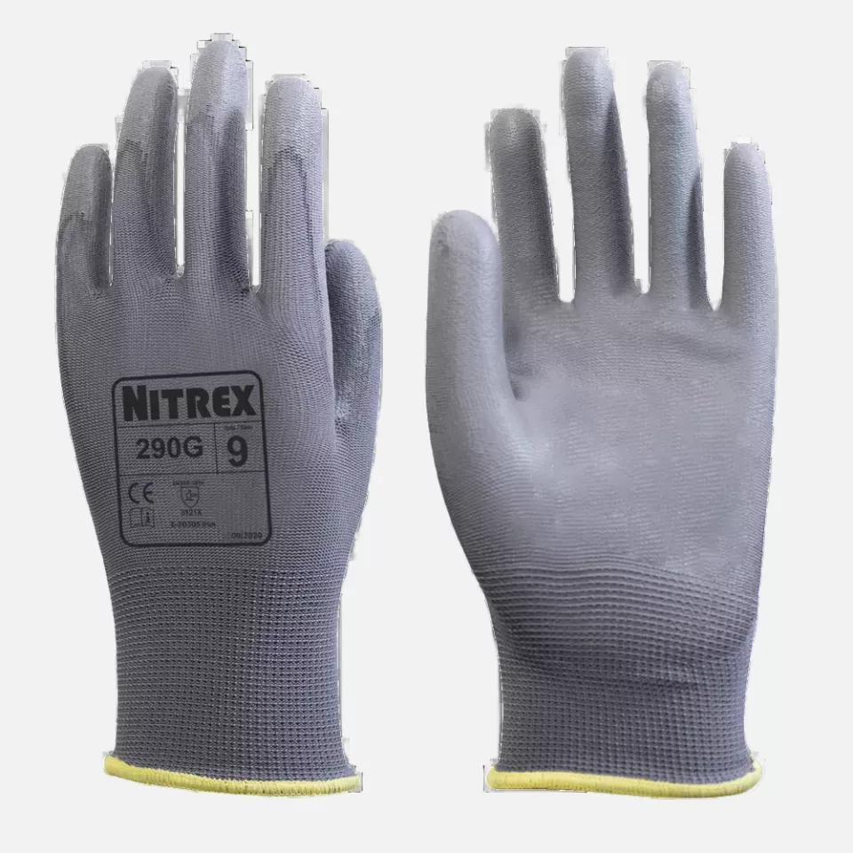 Nitrex 290G, 13gg grey polyester PU coated glove, image 1, gallery thumbnail