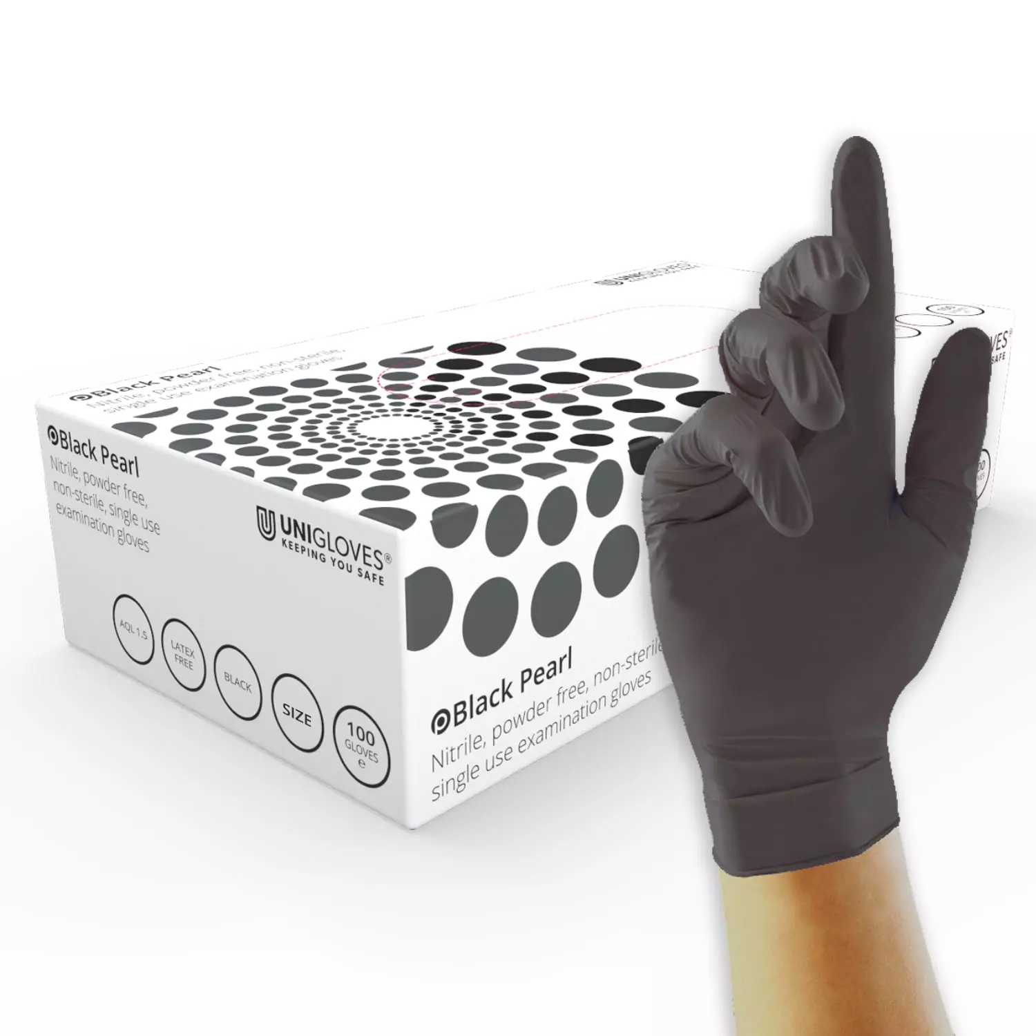 Unigloves GP003, Pearl Black nitrile gloves, image 1