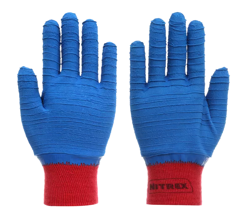 Nitrex 275BG, Brushed cotton blue latex fully coated glove, image 1, gallery thumbnail