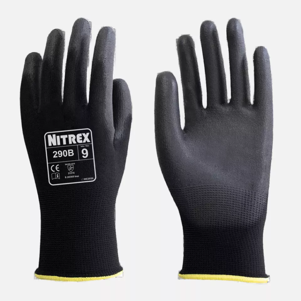 Nitrex 290B, 13gg black polyester PU coated glove, image 1, gallery thumbnail