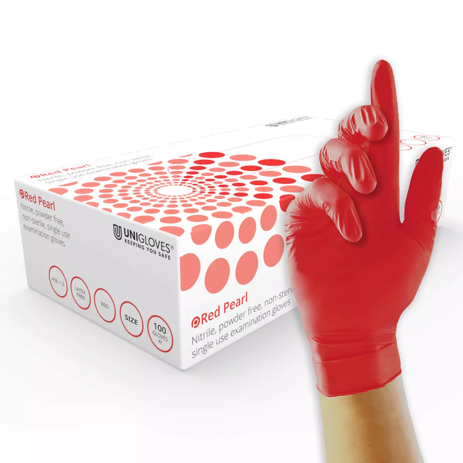 Unigloves GP006, Pearl Red nitrile gloves, image 1