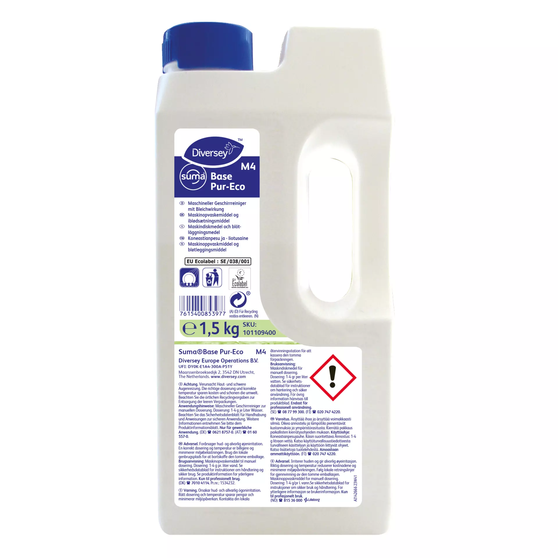 Suma 101109400, Base Pur-Eco M4 Aluminum-Safe Dishwasher Detergent for Manual Dosing 1.5kg, image 1