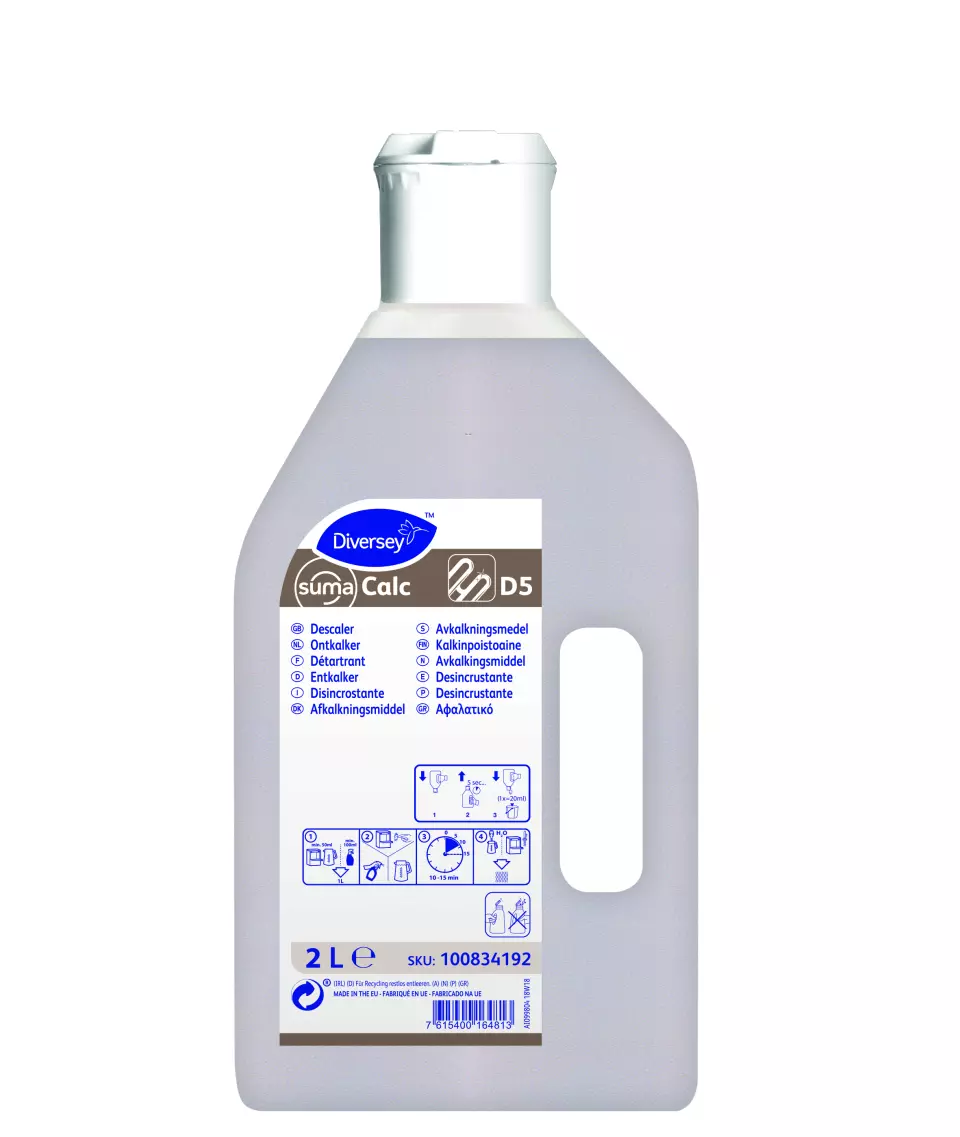 Suma 100834192, Calc D5 Cleaner and Descaler for Kitchen Appliances and Dishwashers, 2L, image 1, gallery thumbnail
