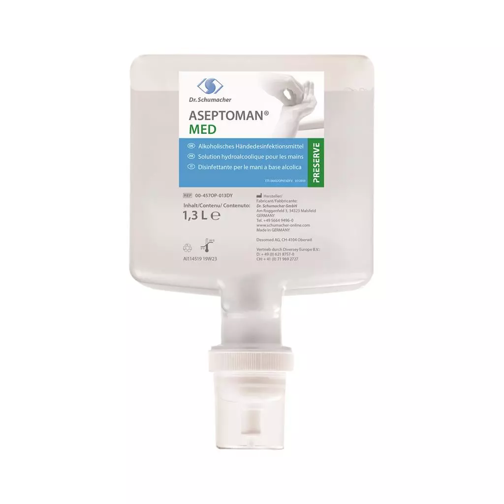 Diversey CH004570P013DY, Dr. Schumacher Aseptoman Med Alcohol-Based Hand Disinfectant 1.3L, image 1