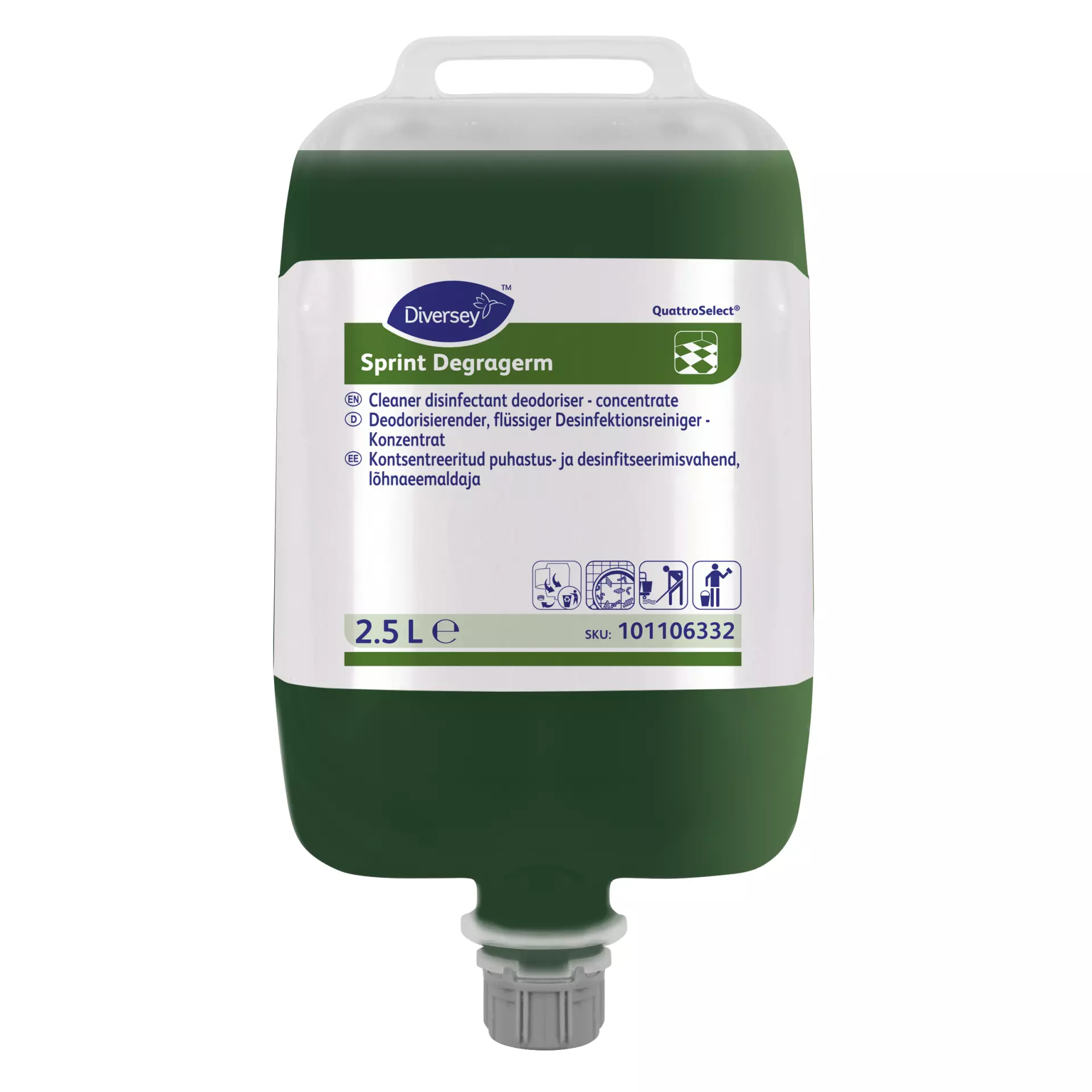 Diversey 101106332, Sprint Degragerm QS Disinfectant Cleaner and Deodorizer for Floors 2.5L, image 1